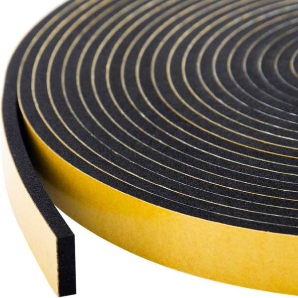 10m Long black expanded Neoprene for external doors, Weather Strip Tape