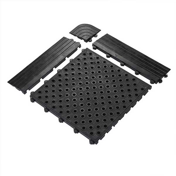 Interlocking Anti-Fatigue Rubber Mat Comfort Tile with Accessories 