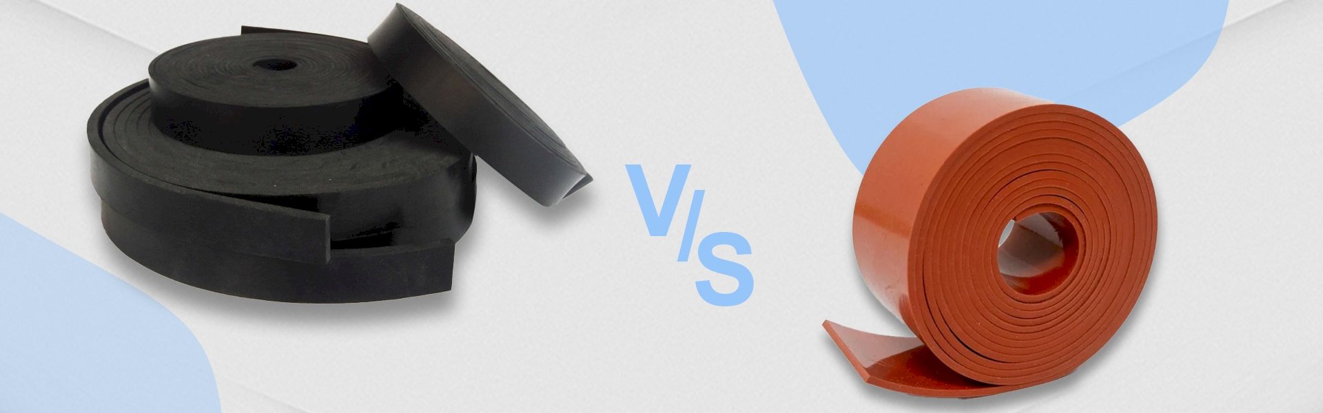 Detailed comparison of neoprene and silicone rubber strips showing temperature resistance and flexibility
