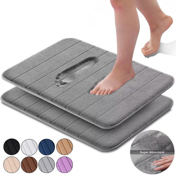 Non Slip Bath Mat Extra Water Absorbent Mat Ultra Soft Memory Foam Bathroom Mats