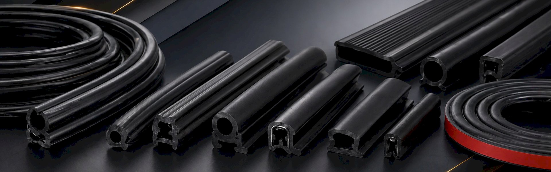Close-up of self-adhesive rubber sealing strips applied to windows and doors for draught proofing
